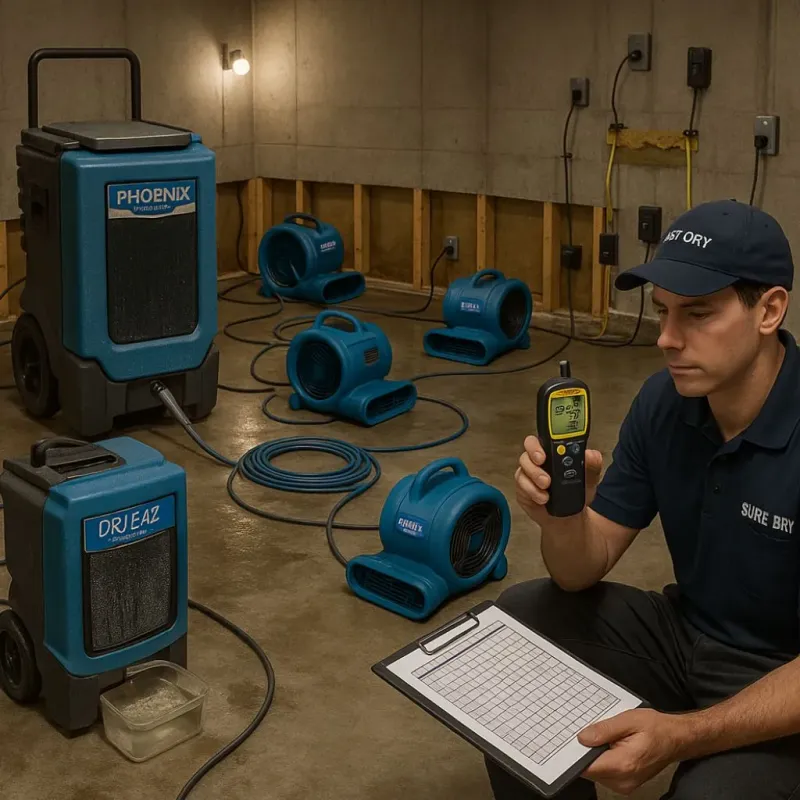Structural Drying and Dehumidification process in Ennis, TX